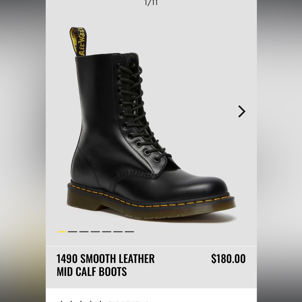 Dr. Martens 1490 smooth leather black mid calf boots